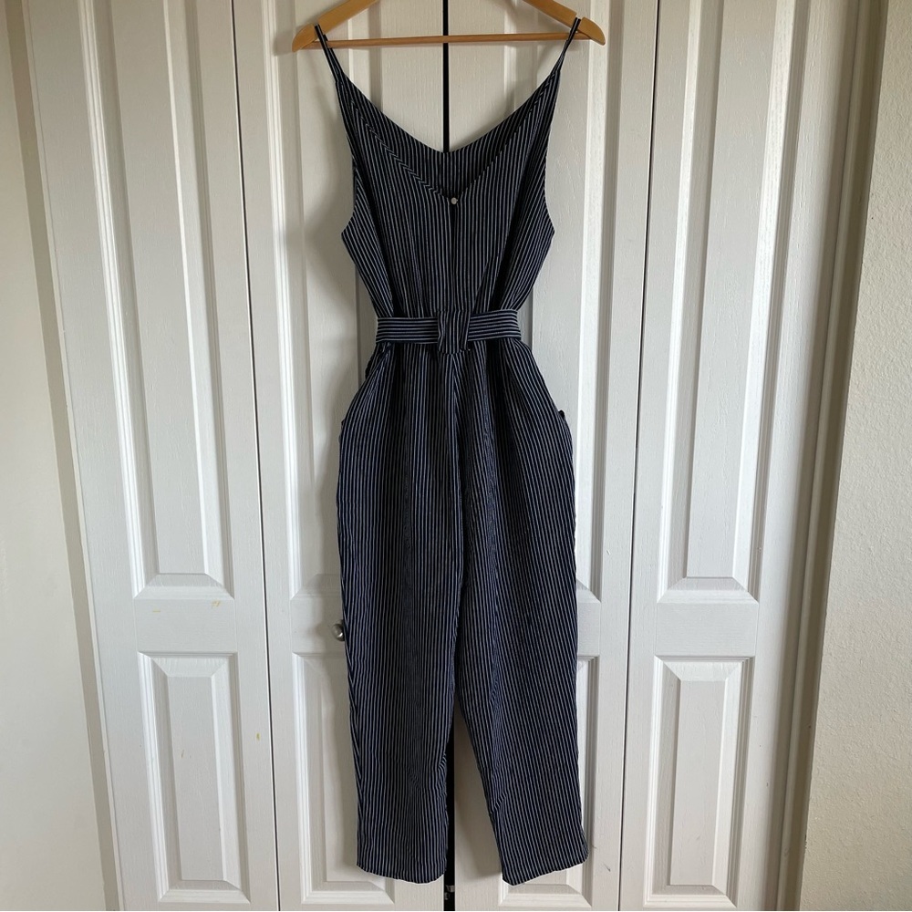 Cotton On Stripe Sleeveless Jumpsuit Womens S Navy White Lightweight Boho Casual - Picture 6 of 14
